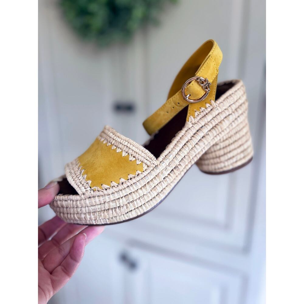 Tory Burch Arianne Platform Sandal in Yellow Size 8 - Worn Once - MSRP $328 - Picture 5 of 13
